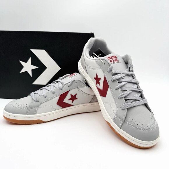 NEW Converse Pro Blaze Classic OX Leather Men's Sneakers Grey Red A12719C - Picture 1 of 11